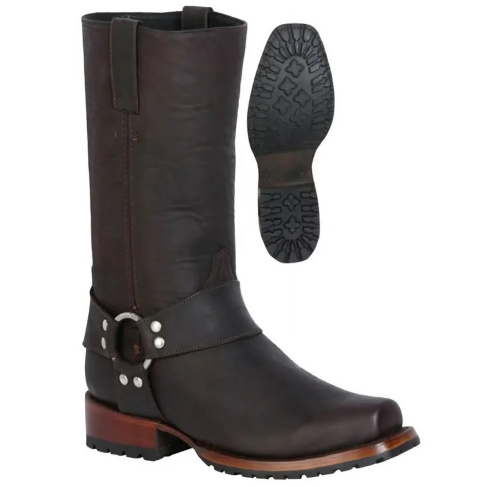 Classic Biker Boots with Genuine Leather Harness for Men 'El General' -ID: 40673